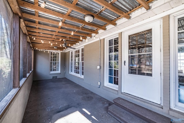 view of unfurnished sunroom