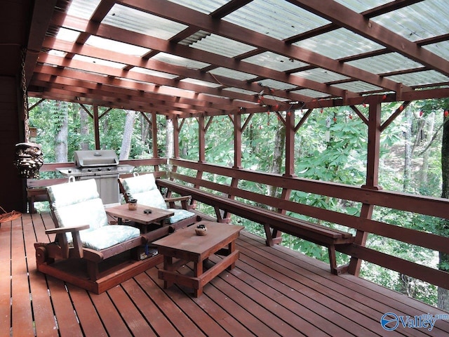 wooden deck with a pergola