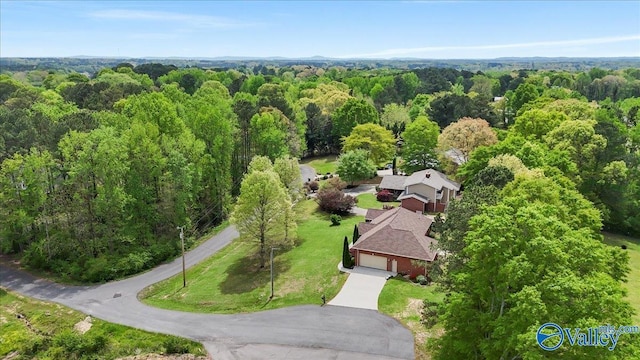 bird's eye view with a forest view