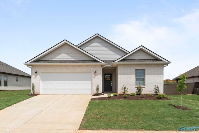 302 Shangrila Way, Meridianville, AL 35759 - view of front of property with concrete driveway, an attached garage, brick siding, and central AC