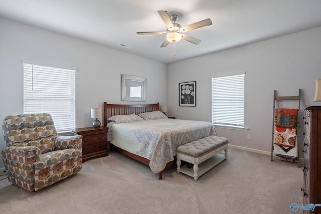 302 Shangrila Way, Meridianville, AL 35759 - bedroom with light carpet, ceiling fan, and baseboards