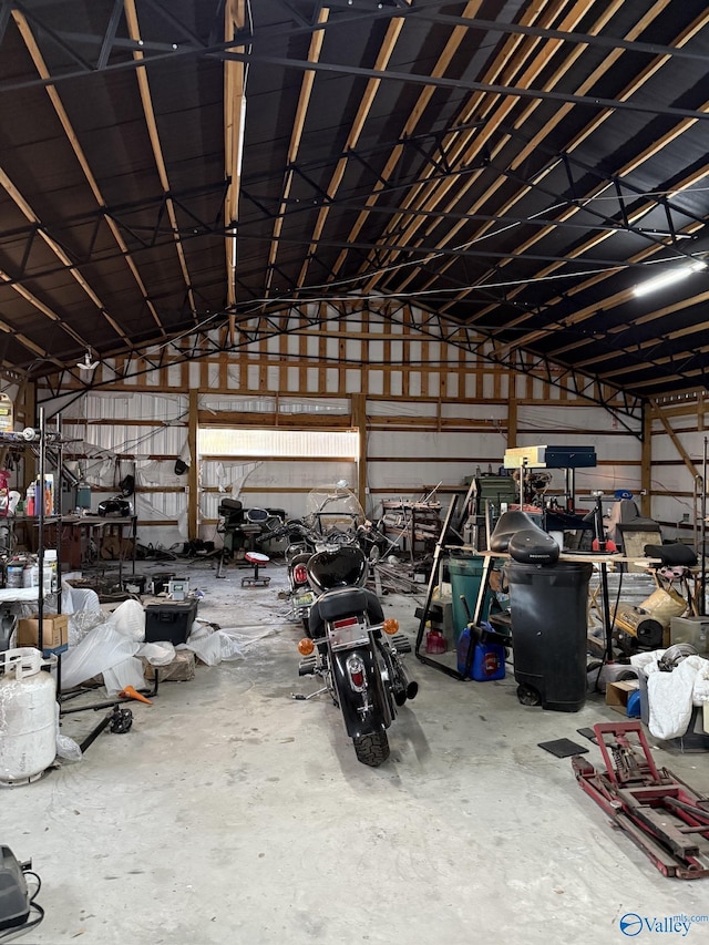 garage featuring metal wall