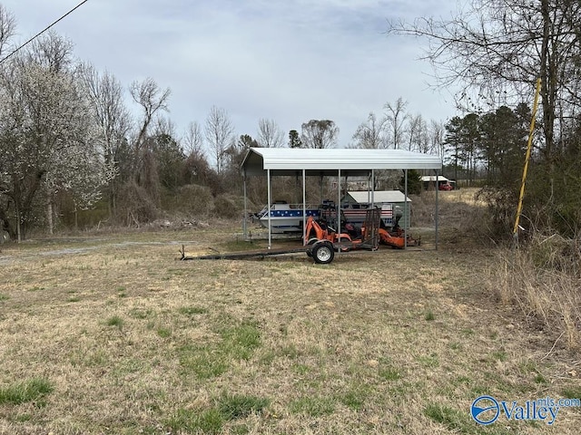view of yard featuring a detached carport