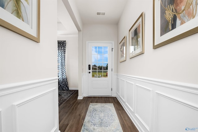 entryway featuring dark wood-type flooring