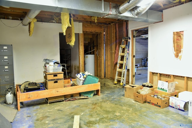 basement with water heater