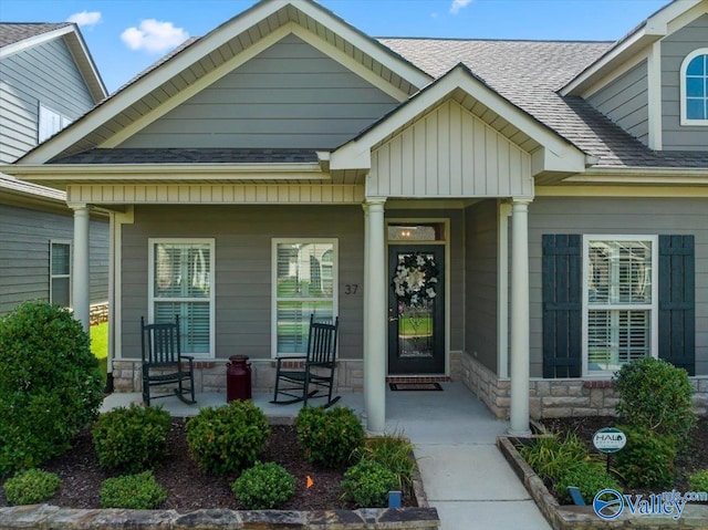 entrance to property with covered porch