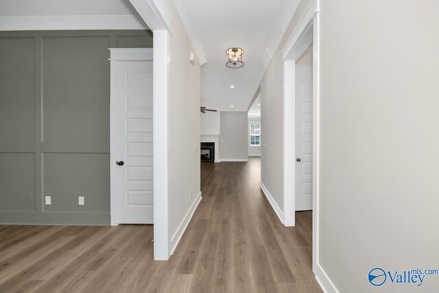111 Mayapple Trl, Madison, AL 35756 - hallway with baseboards and wood finished floors