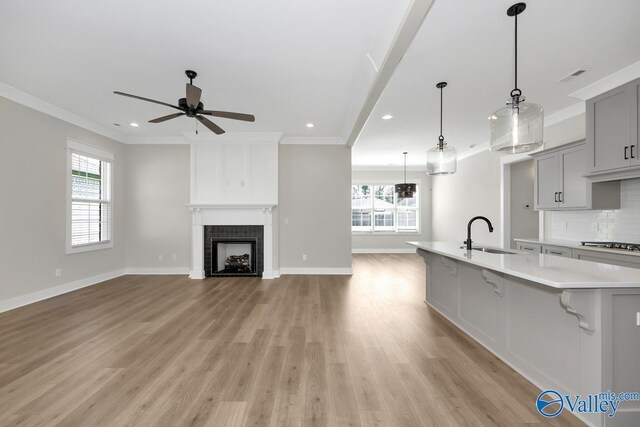 111 Mayapple Trl, Madison, AL 35756 - kitchen with a sink, light countertops, plenty of natural light, and a ceiling fan