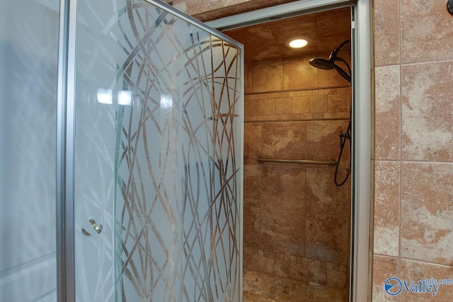 bathroom with a stall shower