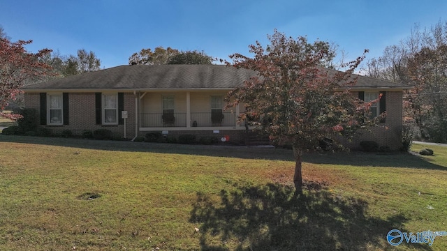 12501 S Shawdee Rd SE, Huntsville, AL 35803 - ranch-style home with a front lawn, brick siding, and covered porch