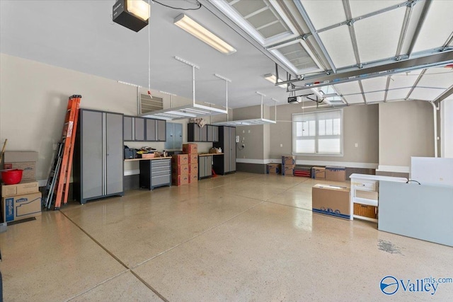 garage with a garage door opener