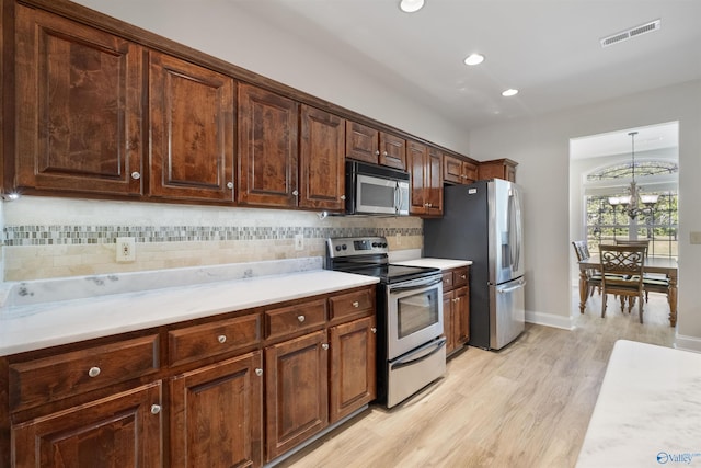25 County Road 504, Centre, AL 35960 - kitchen featuring light countertops, tasteful backsplash, visible vents, and appliances with stainless steel finishes