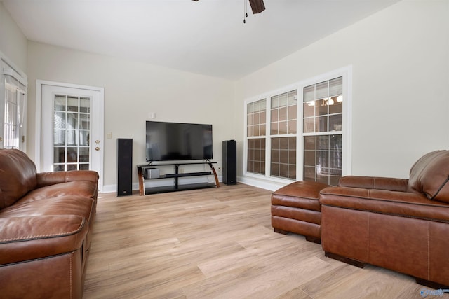 25 County Road 504, Centre, AL 35960 - living room with ceiling fan, baseboards, and light wood-style floors