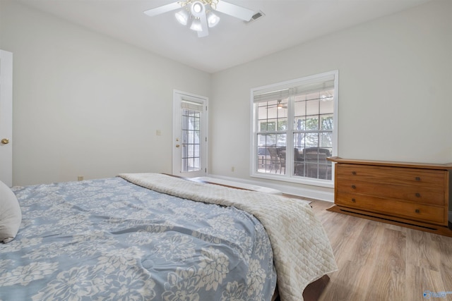 25 County Road 504, Centre, AL 35960 - bedroom featuring a ceiling fan, wood finished floors, and visible vents