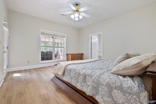 25 County Road 504, Centre, AL 35960 - bedroom with ceiling fan, light wood finished floors, baseboards, ensuite bath, and visible vents