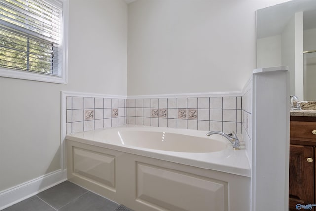25 County Road 504, Centre, AL 35960 - bathroom featuring vanity, a garden tub, and tile patterned flooring