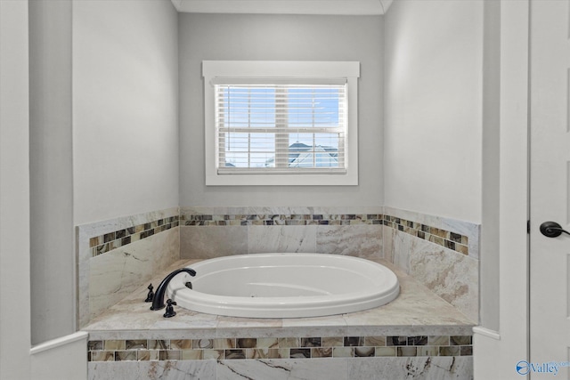 bathroom featuring a garden tub