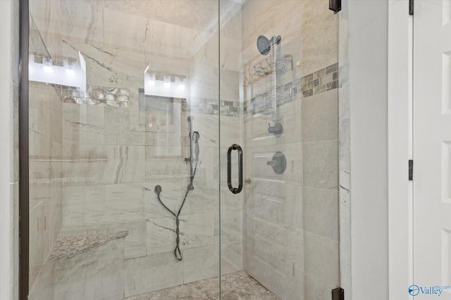 bathroom featuring a stall shower