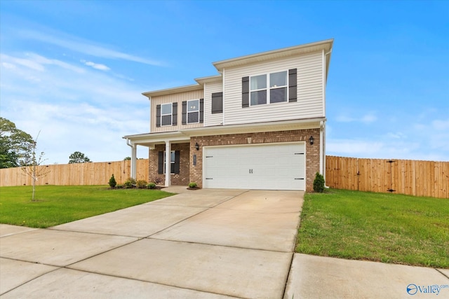 18577 Cottontail Ln, Athens, AL 35613 - traditional-style house with brick siding, a garage, fence, and concrete driveway