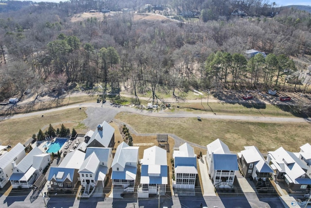 birds eye view of property with a residential view