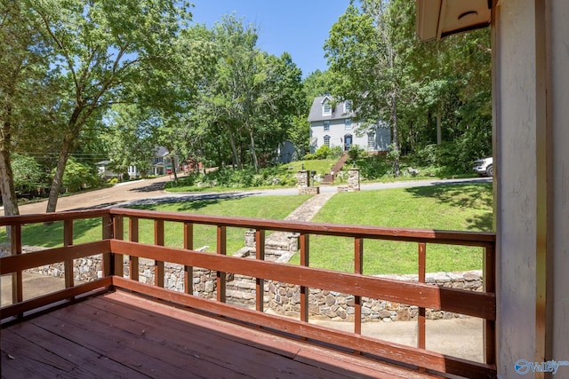 deck with a lawn