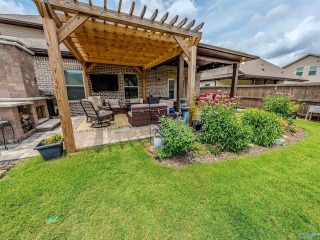 207 Jubilee Cir SE, Huntsville, AL 35803 - view of patio featuring an outdoor living space with a fireplace and a pergola