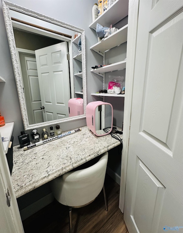 26 Prospect St, Town Creek, AL 35672 - bathroom with wood finished floors and vanity