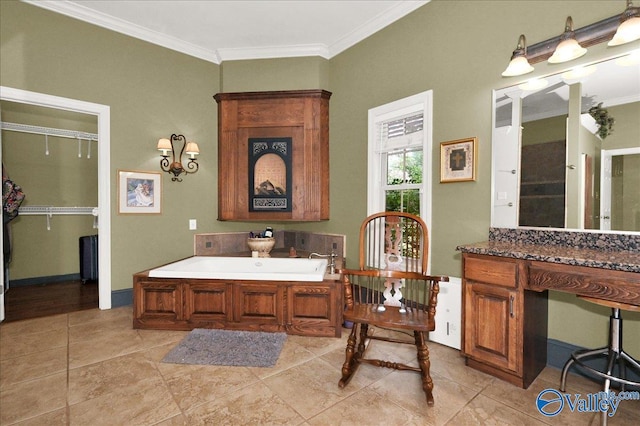 83 James Rd, Hartselle, AL 35640 - full bathroom featuring crown molding, a bath, and tile patterned floors