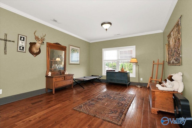 83 James Rd, Hartselle, AL 35640 - sitting room featuring ornamental molding and wood-type flooring