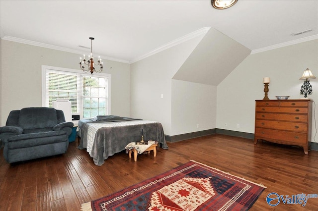 83 James Rd, Hartselle, AL 35640 - bedroom with hardwood / wood-style floors, a chandelier, and ornamental molding