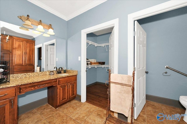 83 James Rd, Hartselle, AL 35640 - bathroom with crown molding, vanity, and tile patterned floors