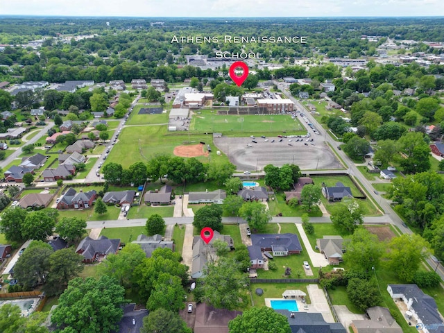 aerial view of residential area