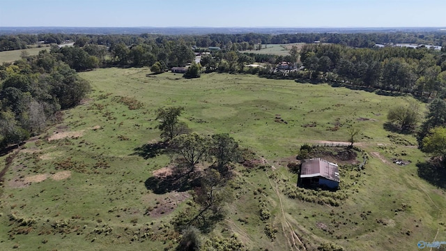 aerial view featuring a rural view