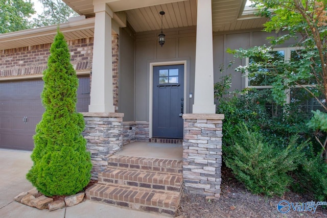 property entrance featuring a garage