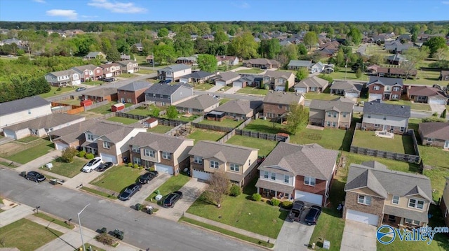 birds eye view of property with a residential view