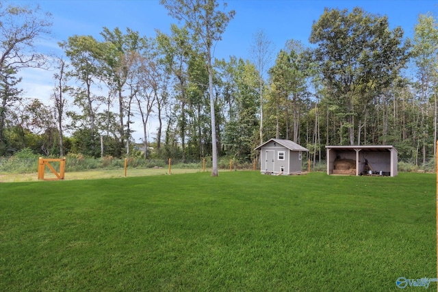 view of yard with an outbuilding and a storage unit