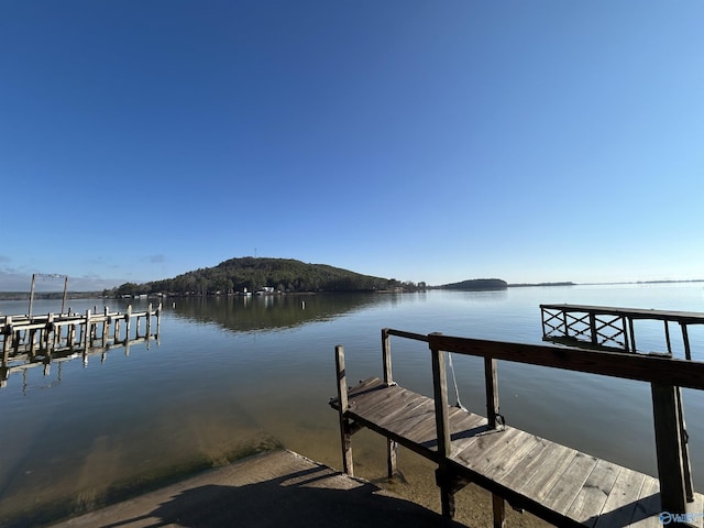 view of dock featuring a water view