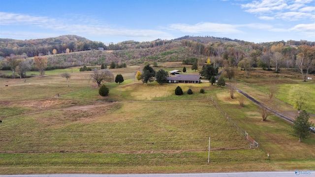 drone / aerial view with a rural view and a mountain view