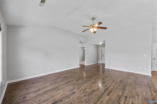 377 Robinson Rd, Huntsville, AL 35811 - unfurnished living room featuring ceiling fan, wood finished floors, and vaulted ceiling
