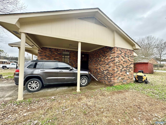 exterior space featuring a carport