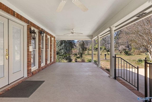 view of patio / terrace featuring a ceiling fan