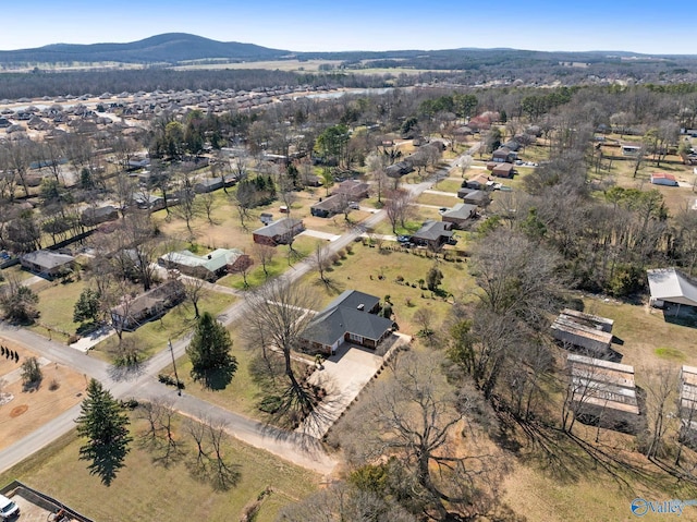 birds eye view of property featuring a mountain view