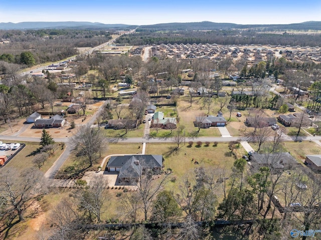 bird's eye view with a mountain view