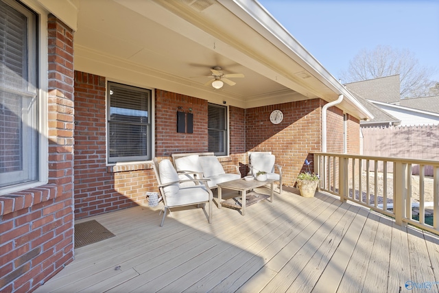 deck featuring ceiling fan
