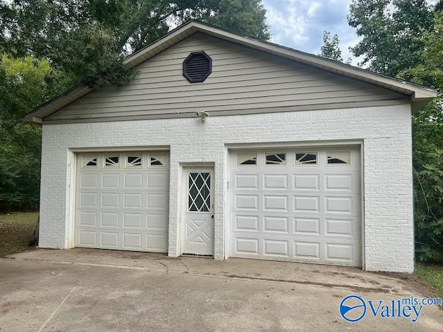 view of garage