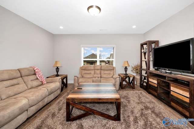 114 Burdine St, New Market, AL 35761 - living room with wood finished floors, recessed lighting, and baseboards