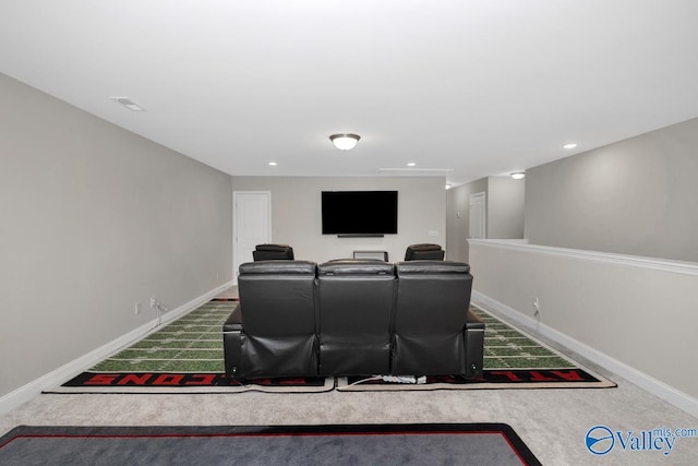 114 Burdine St, New Market, AL 35761 - cinema room featuring carpet flooring, baseboards, and recessed lighting