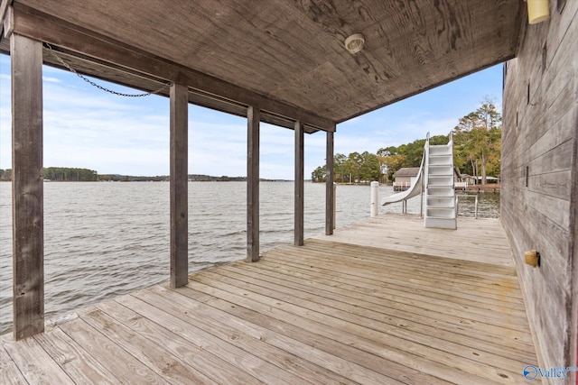 dock area featuring a water view