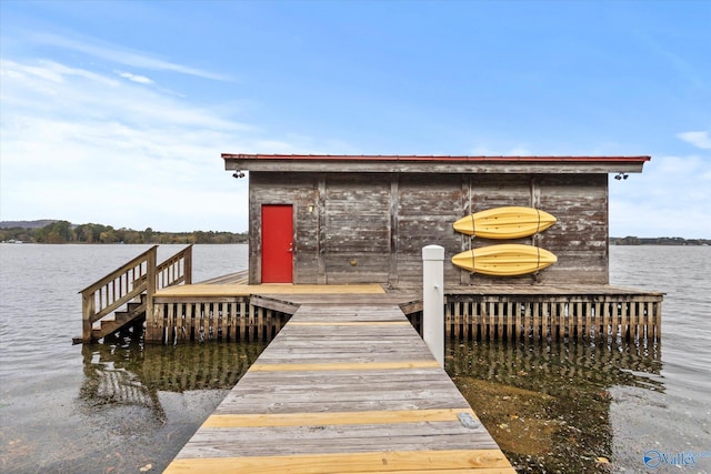 dock area featuring a water view