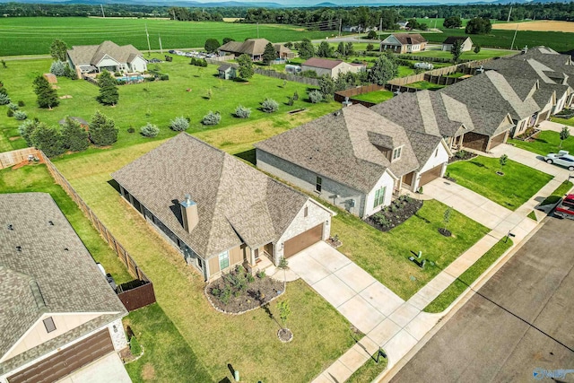 bird's eye view with a rural view